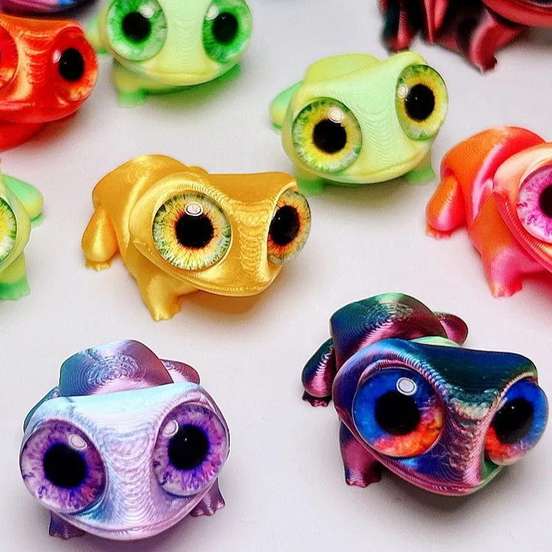 3pcs/set 3D Printed  Multi-jointed Movable Cute Mini Frog with Big Eyes Office Desktop Living Room Home Decoration Kids Gift
