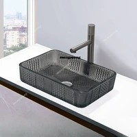 อ่างล้างหน้าแบบวางบนเคาน์เตอร์ อ่างล้างหน้าในบ้าน อ่างล้างหน้าห้องน้ำ กระจกคริสตัลใสสไตล์ฝรั่งเศส อ่างล้างหน้าห้องน้ำ 1