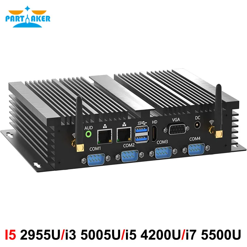 

Fanless Mini PC Core i7 5500U i5 4200U i3 5005U 2955U Industrial Rugged Computer Dual LAN 2 x COM 6 x COM HDMI VGA WiFi Win10