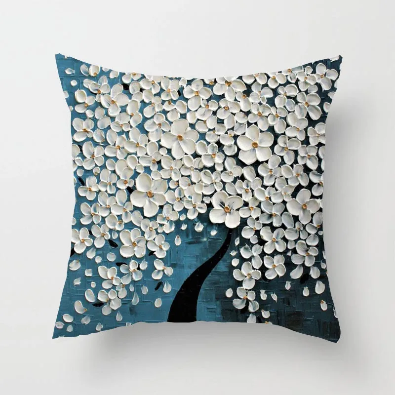 

Painting Trees Flowers Sofa Pillow Cover Cushion Cover 40x40cm Pillowcase Cushion Case Sofa Bed Home Decor Living Room Office