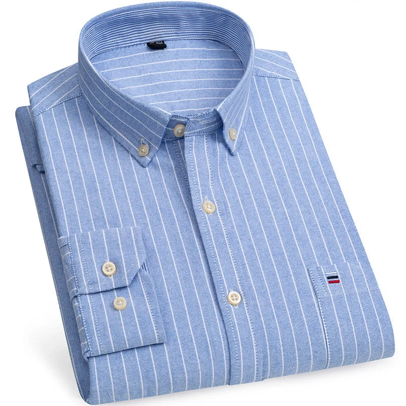 Dress Shirts Plus Size 7XL 6XL 5XL Men's Social Shirt Pure Cotton Oxford Luxury Brand Thin Soft Buttoned Plaid Formal Work Western Clothing