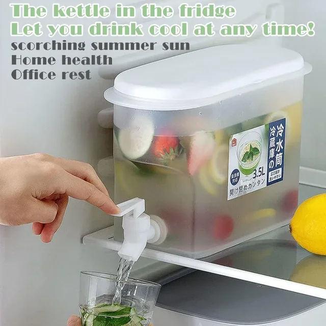 Distributeur d'eau de réfrigérateur avec couvercle, bouilloire d'eau potable, bouteille froide, couvercle de jus, boisson domestique, stockage de lait 1