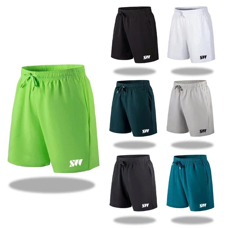 2024 New Summer Men's Sports Shorts Tennis Training Shorts Breathable Mesh Drawstring Beach Pants Large Size Badminton Clothing 1