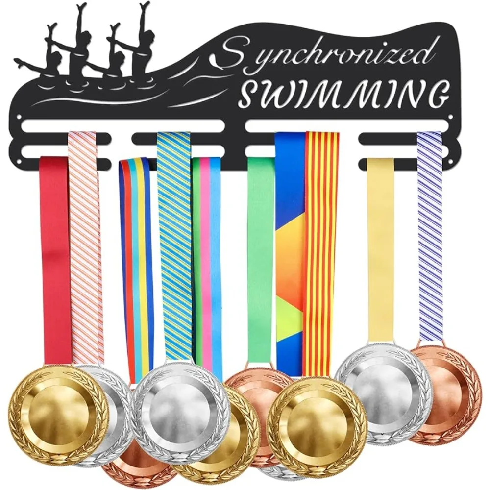 

Synchronized Swimming Medal Holder Swimming Iron Medals Display Iron Medal Hook Accommodate for 60+ Medals Black Iron Wall Mount