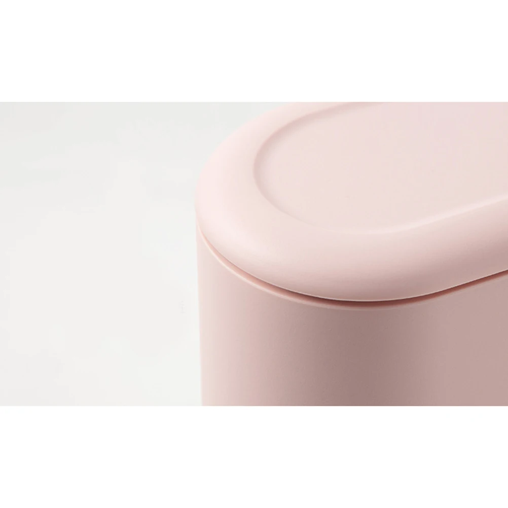 פח זבל מיני לחץ לשולחן עבודה קומפקטי פשטות מיכל פסולת לשימוש במשרד בבית פח זבל ורוד לשולחן