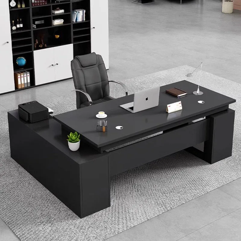 Executive Modern Office Desks Reception Black Unique Boss Computer Desks Minimalist Designer Mesa Escritorio Desk Furnitures