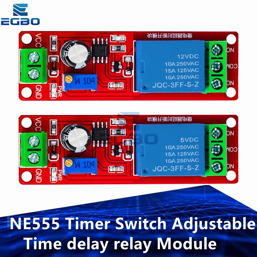 1 ~ 10 Stück egbo ne555 Timer-Schalter einstellbares Modul Zeit verzögerung relais modul DC 5V 12V Verzögerung relais abschirmung 0 ~ 10s