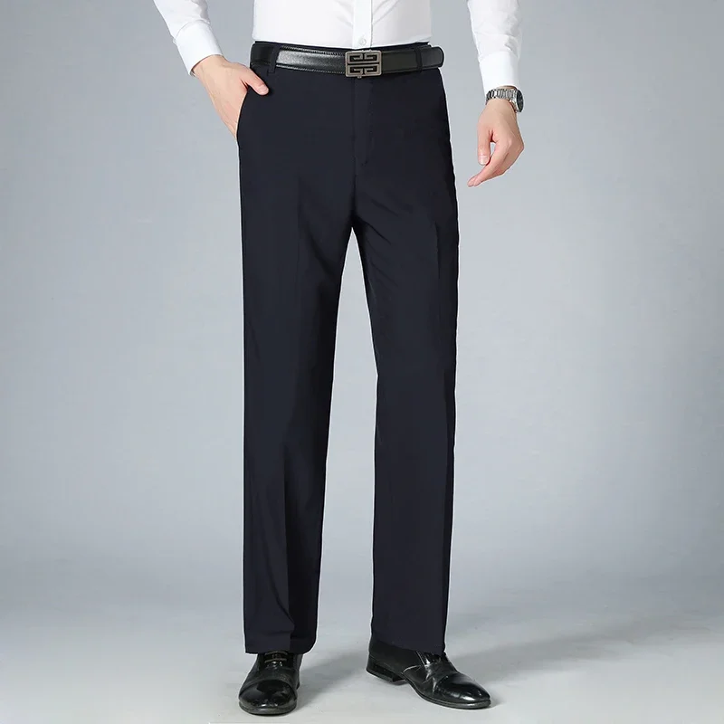 New Spring Autumn Men's Pants High Quality Solid Color Business Casual Long Male Suit Pants Straight Formal Man Trousers