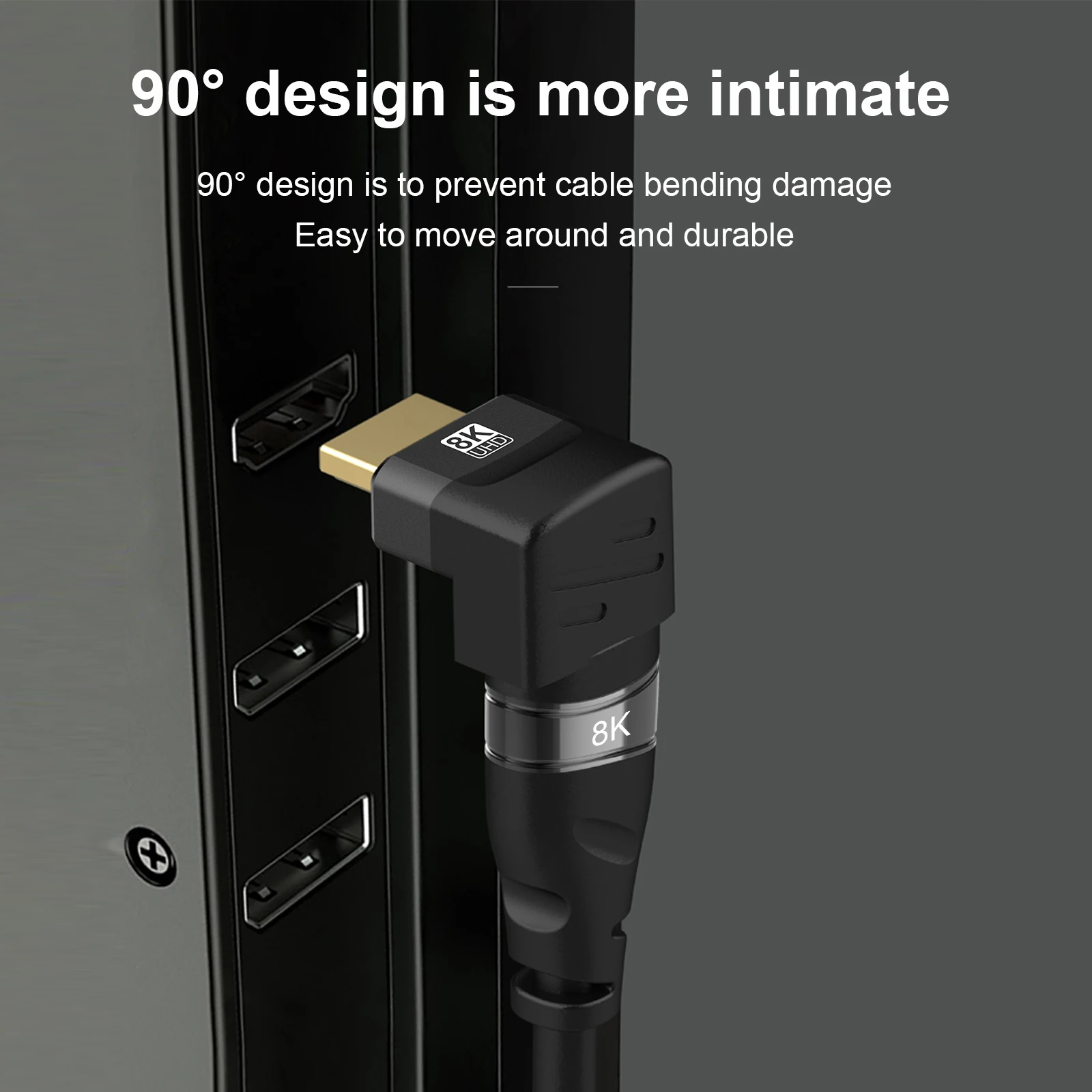 hdmi adapter 8K HDMI-Compatible Side Bend 90 Degree 270 Right Angle Male To Female Expansion Connector