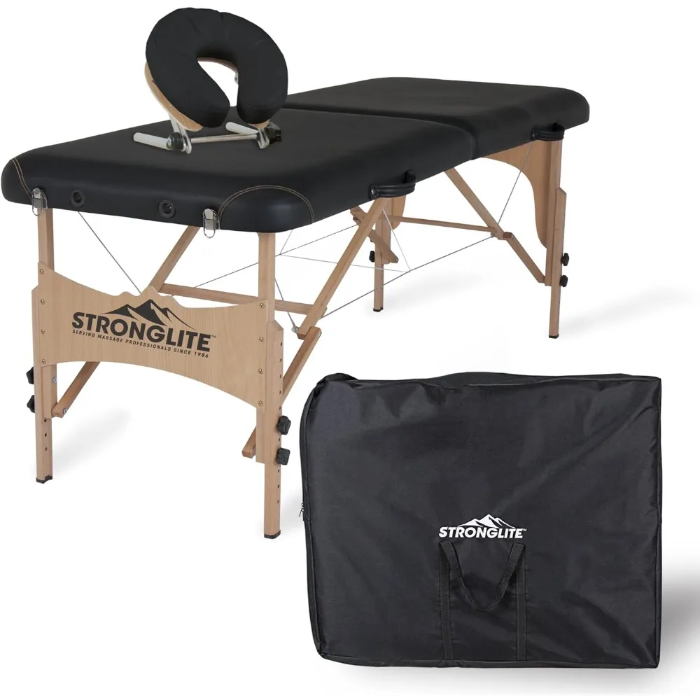 STRONGLITE Portable Massage Table Package Shasta - All-In-One Treatment Table w/ Adjustable Face Cradle, Pillow & Carrying Case