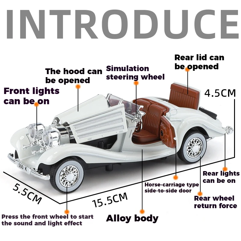 1:32 Mercedes Benz 500K Double Door Convertible Roadster