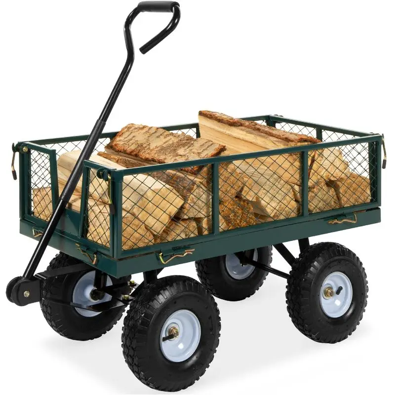 

Duty Steel Garden Wagon Lawn Utility Cart w/ 400lb Capacity, Removable Sides, Handle
