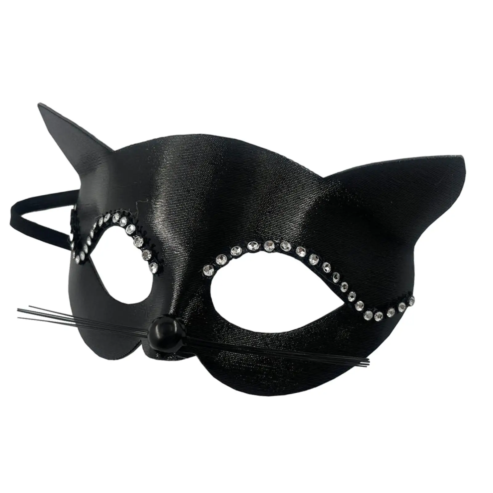 

Women Black Cat Mask with Whiskers Rhinestones Decoration Elegant Masquerade Mask for Show Carnival Night Club Costume Halloween