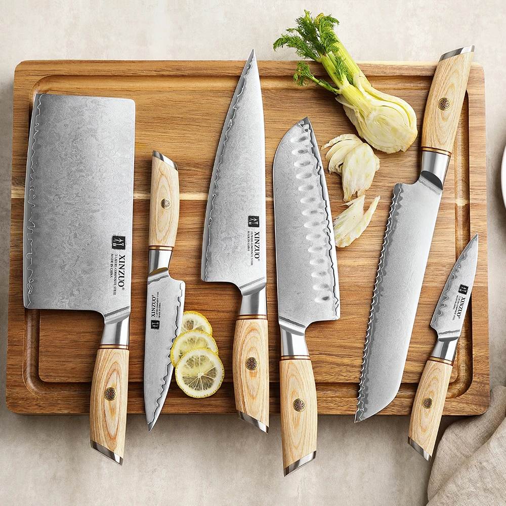 Pro Kitchen Knife Set 10Cr15CoMoV Steel Core Blades & Japanese Pakkawood Handle for Ultimate Precision 1-6PCS Kitchen Knives
