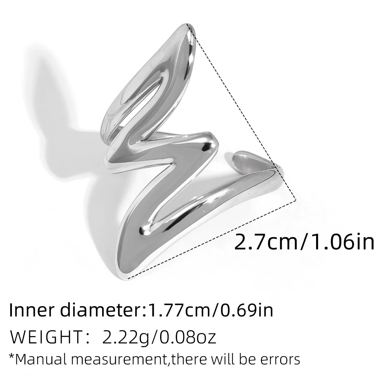 Offener Ring aus 18 Karat vergoldetem Edelstahl, asymmetrisch, unregelmäßige Linien, täglicher Damen-Metallstruktur, trendiger Charm-Schmuck, Bijoux – Detail 2