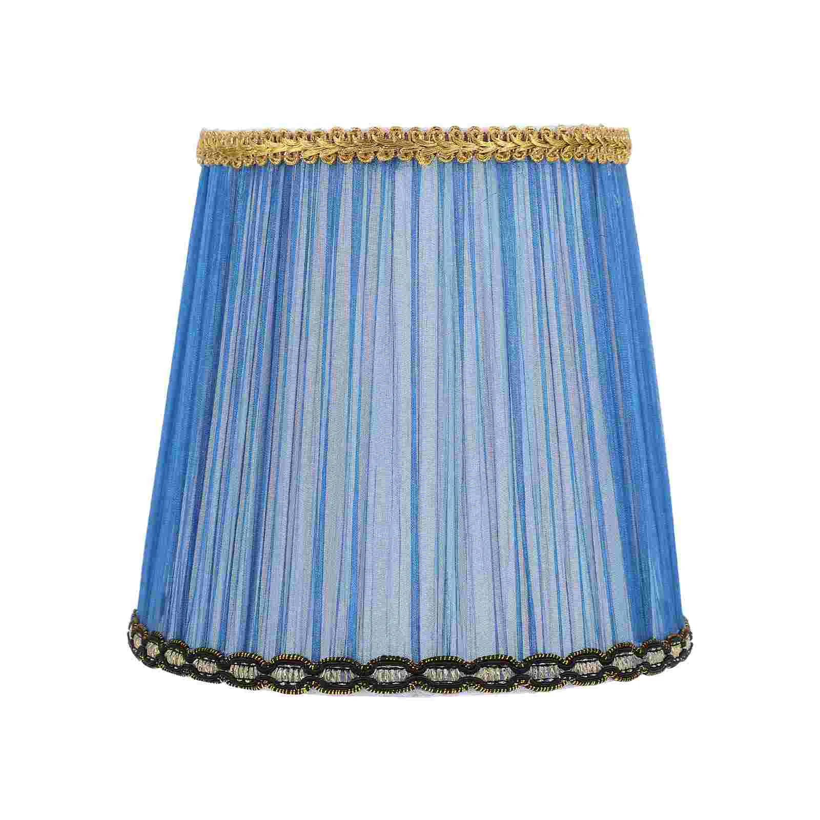

E14 Small Pleat Lamp Shade for Table Lamps and Floor Light Replacement Clip- On Lampshade Fabric Cloth Light Blue