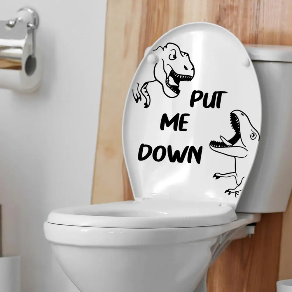 

Toilet Sticker Dinosaur Slogans Toilet Lid Stickers Funny Bathroom Decals Waterproof Residue-free Kids Decoration Toilet