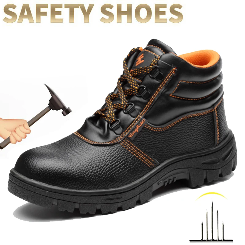 Botas de seguridad resistentes al desgaste para hombre, zapatillas de trabajo antigolpes y antipinchazos, botas impermeables, botas de trabajo protectoras indestructibles