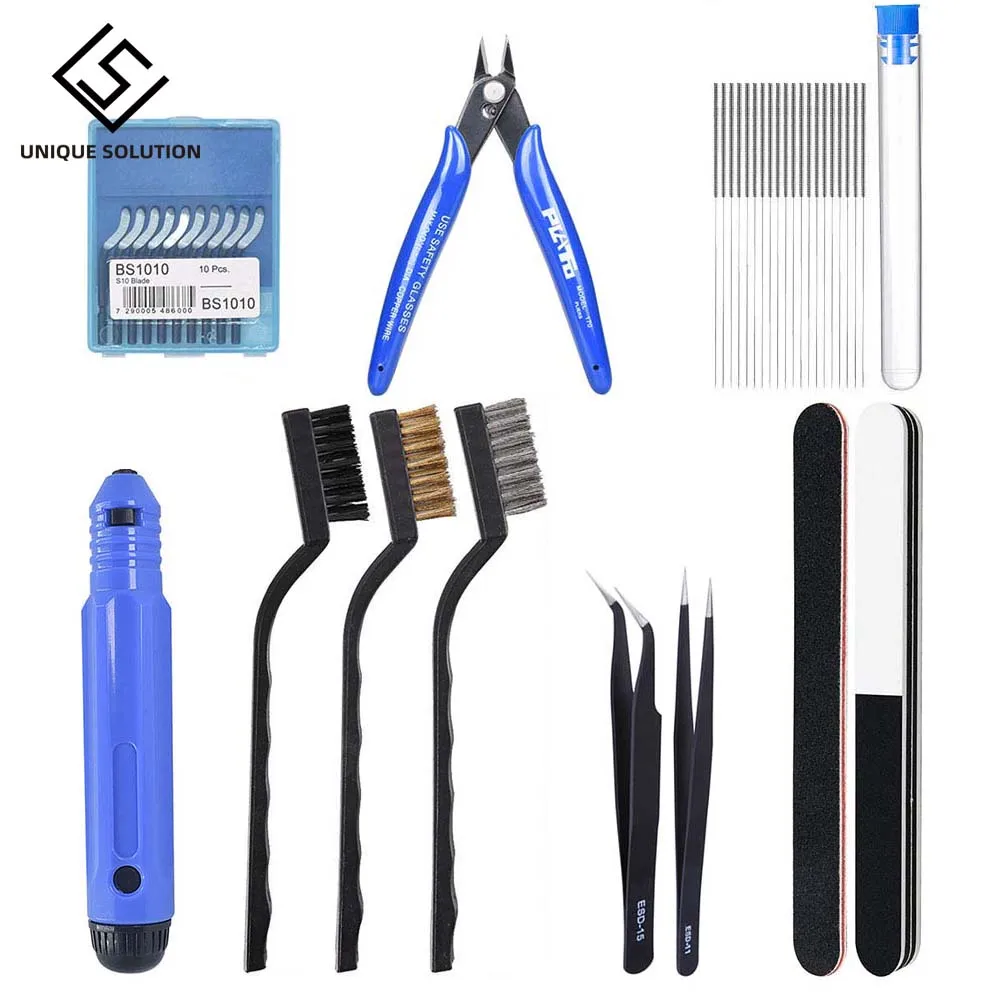 

3D Printer Tool Kit Trimming Knife Scraper Cleaning Needle Tweezers Pliers Scraper Basic Deburring Tools Kit DIY 3D Printer Part