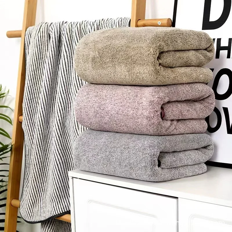 thicken Bamboo Charcoal Coral Velvet Bath Towel For Adult Soft Absorbent Quick-Drying Towel Home Bathroom Microfiber Sets