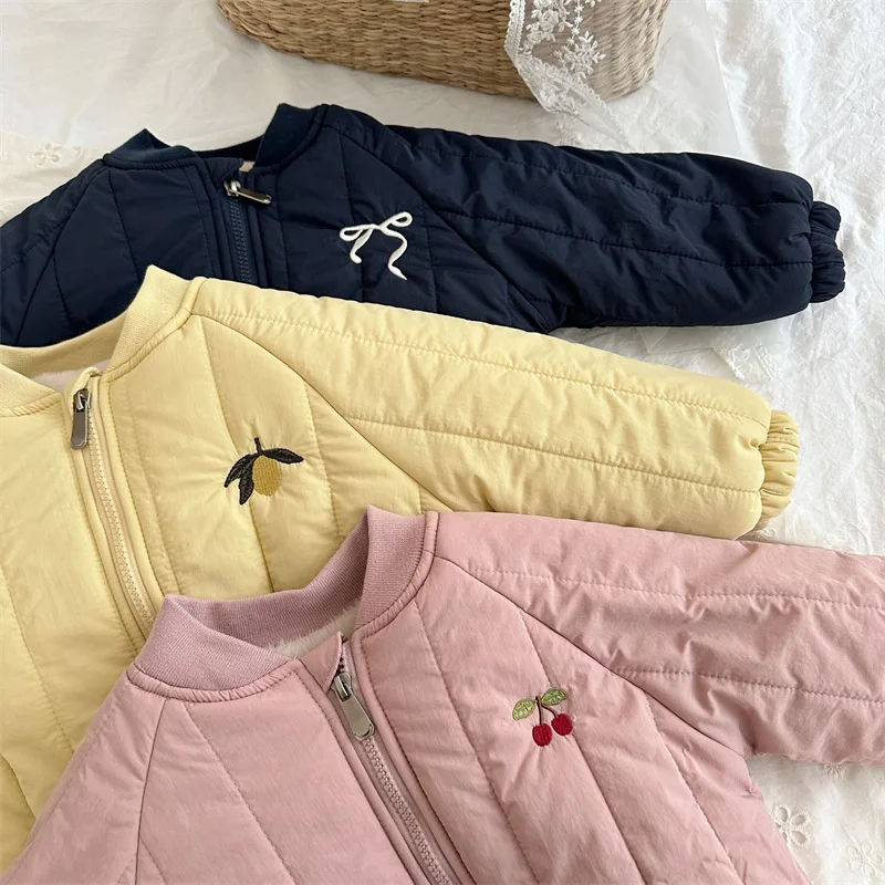 Kids Girls Warm Fleece Coat Embroidery Cartoon Print Long Sleeve Faux Rabbit Fur Coat 1-6Y Girls Boys Winter Fall Tops Jackets