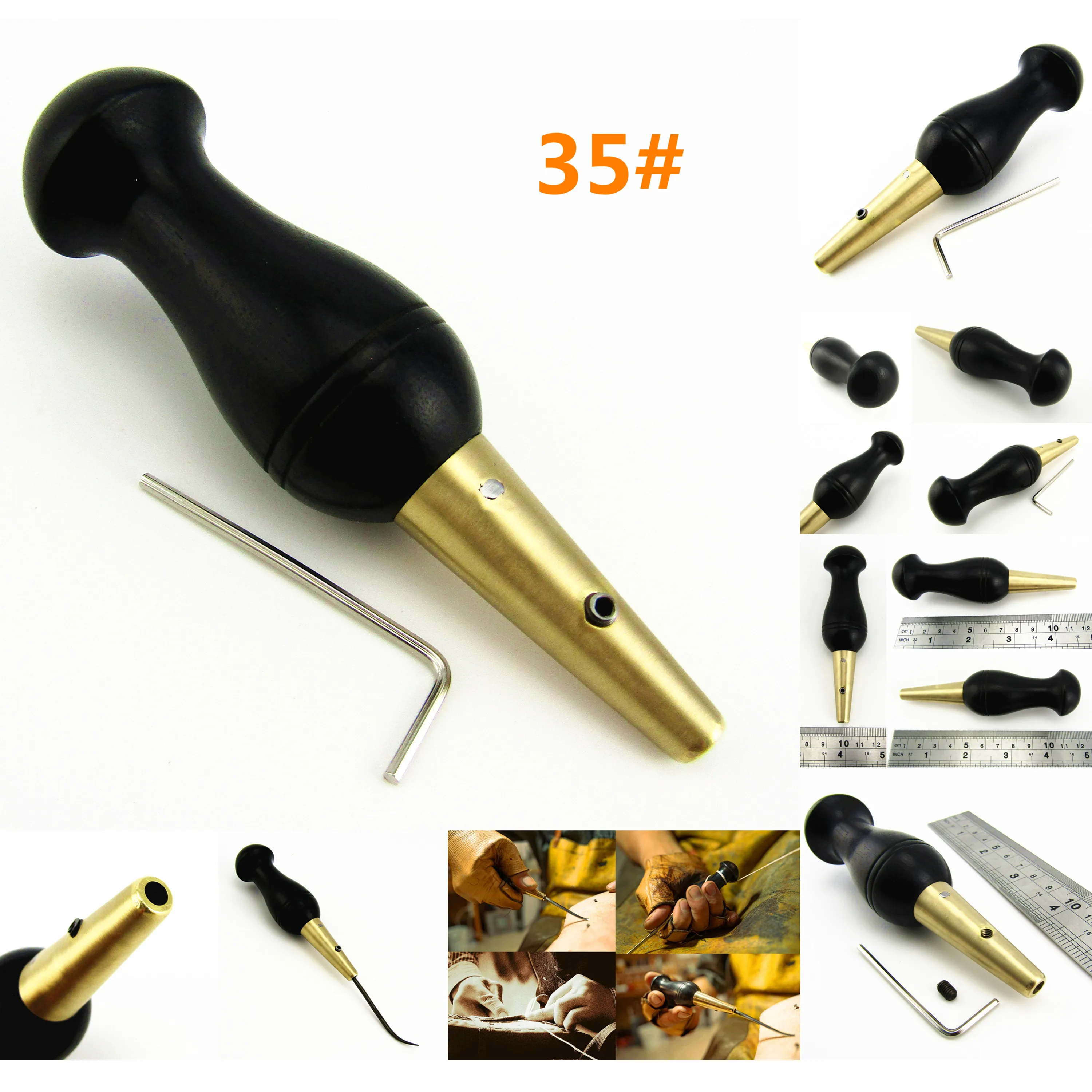 0-4.4mm Leather Crafts Sewing Stitching Awl Taper-shank Clip Needle Handle Tool Suitable for needles with a diameter of 0-4.4mm