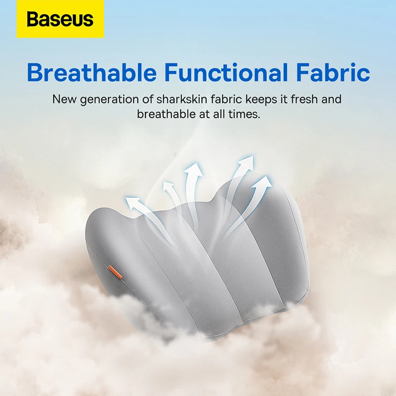 Baseus 자동차 허리 베개, 3D 메모리 폼 시트 지지대, 여행용 휴식 통기성 자동차 등 요추 쿠션 가제트
