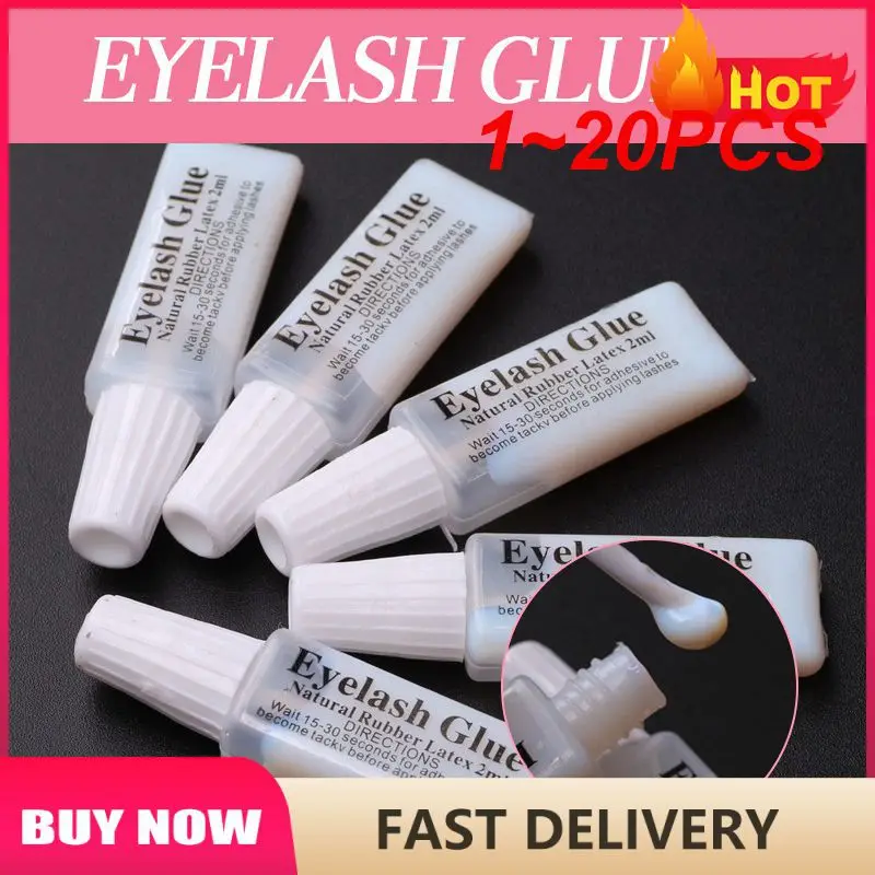 

1~20PCS 2ml Eyelash Glue Milky White Waterproof Lasting Fast Drying False Eyelash Glue No Irritation Lashes Adhesive Makeup