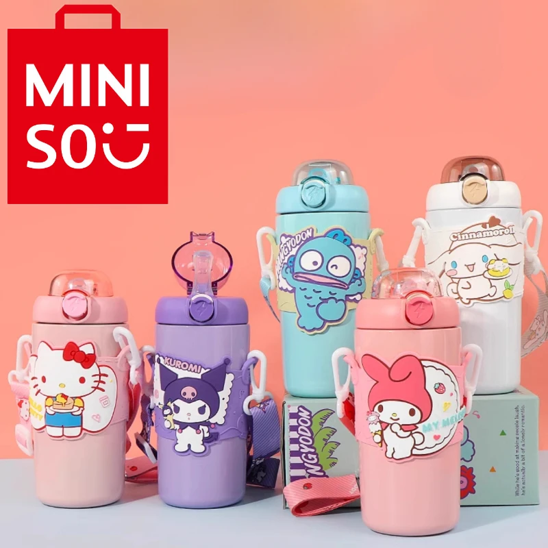

Miniso мультфильм Sanrio Красочная Серия Kuromi нержавеющая сталь Изолированная чашка Hangyodon большой емкости чашка для воды с соломинкой подарки