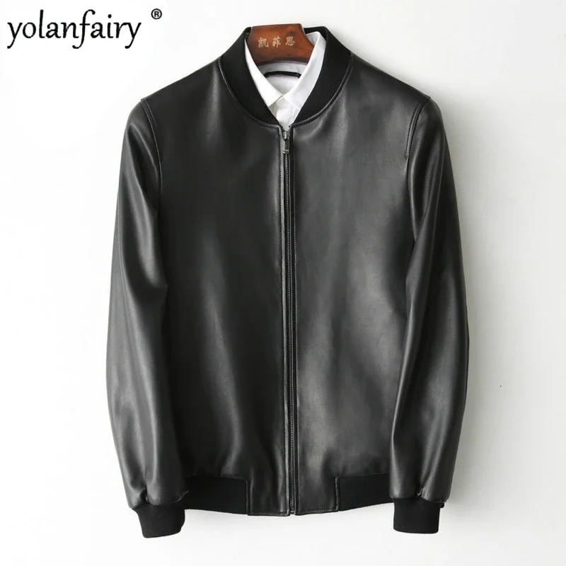 

Мужская бейсбольная куртка yolanfee, жакет из натуральной овечьей кожи размера плюс, уличная одежда, уличная одежда, для весны и осени, MF118