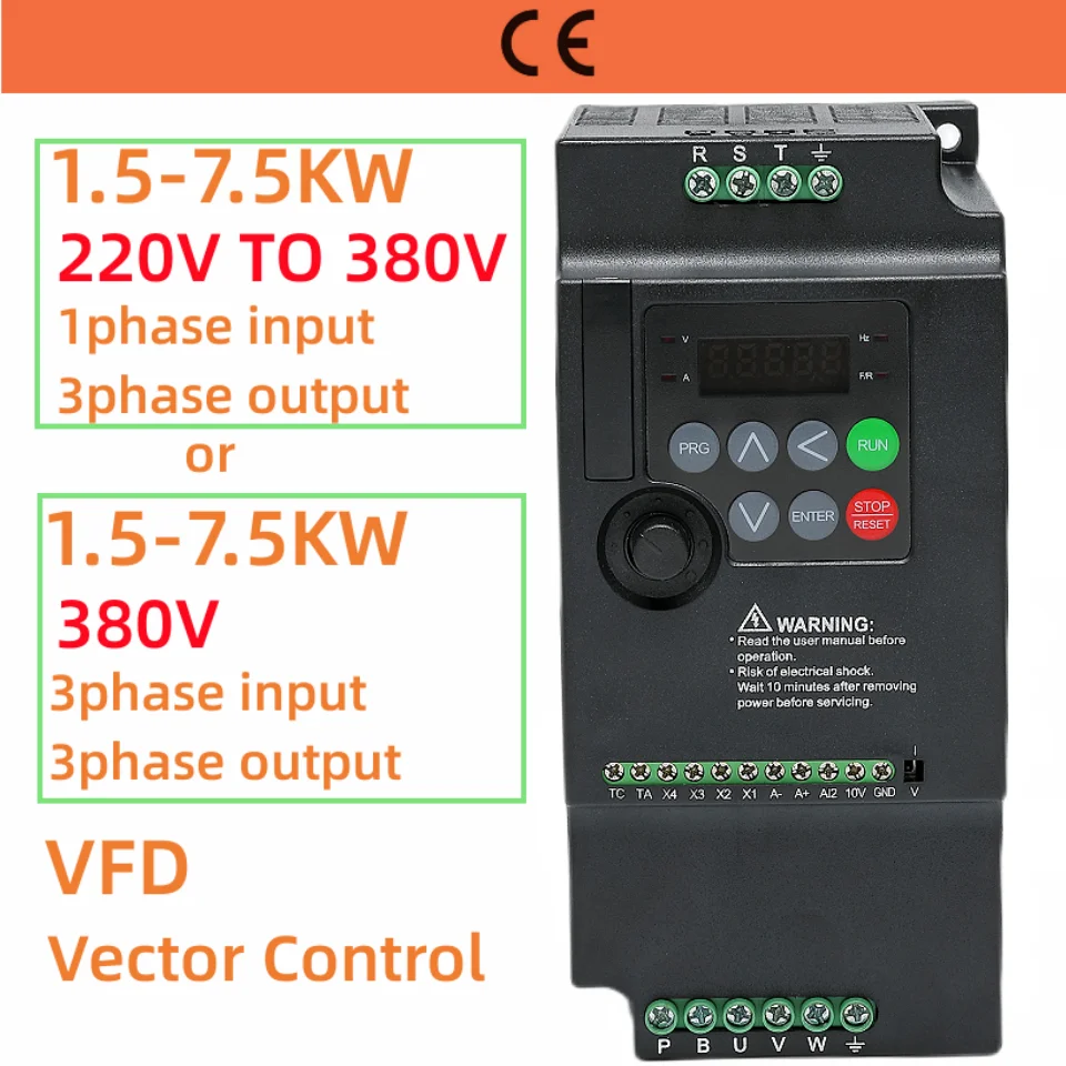 Convertitore Di Frequenza Variabile Vfd Economico Da 220V A 380V Inverter 1.5/2.2/3.7/4/5.5/7.5/Kw Regolatore Di Velocità Del Motore