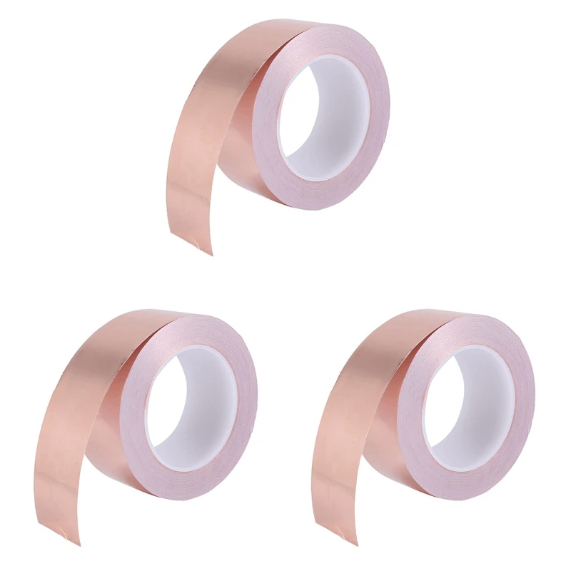 

3X Copper Foil Tape 50Mm X 30M For EMI Shielding Conductive Adhesive For Electrical Repairs,Snail Barrier Tape Guitar