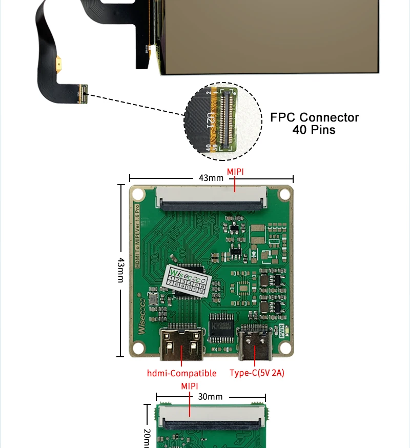 In-cell, Displays MIPI, Placa Controladora, 5,5