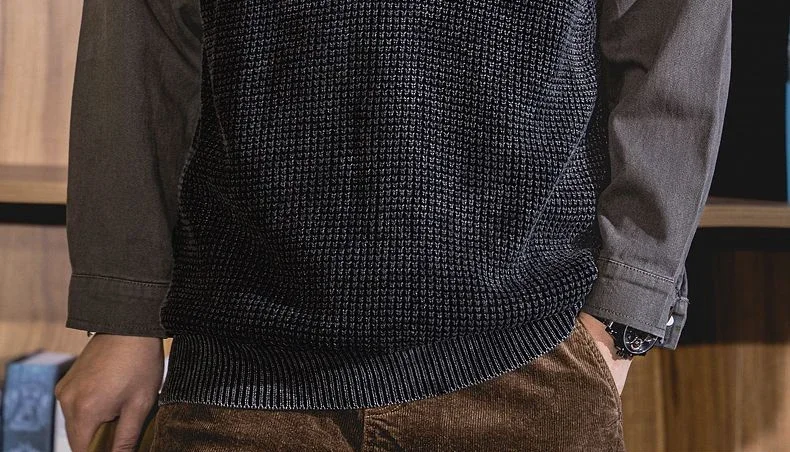 Description Picture 3 of itemKnitted Sweaters for Men Jacket Y2k Vintage Man Clothes Waistcoat Sleeveless Aesthetic Vest V Neck Coat Overfit 90s Heated Thick