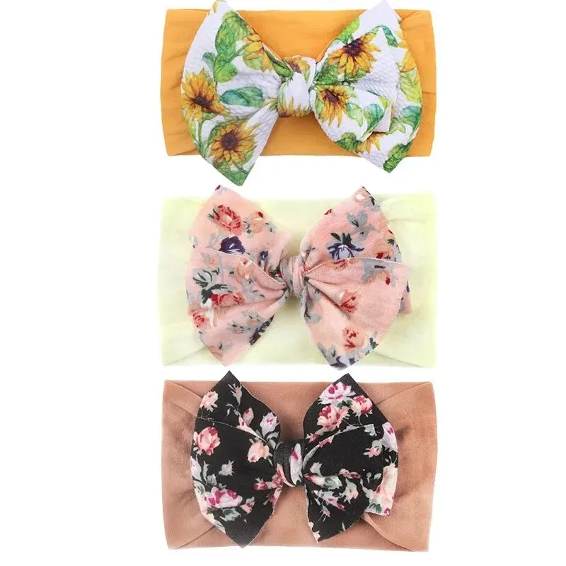 3Pcs Baby Headbands Cute Flower Print Elastic Girls Hair Bands Infant Toddler Turban Baby Hair Accessories hair accessories hair bands hair headband accessories baby headband set