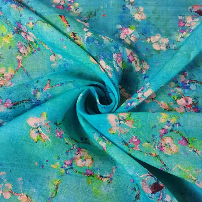 natural pure ramie women's fabric summer thin robe long skirt dress organization DIY sewing