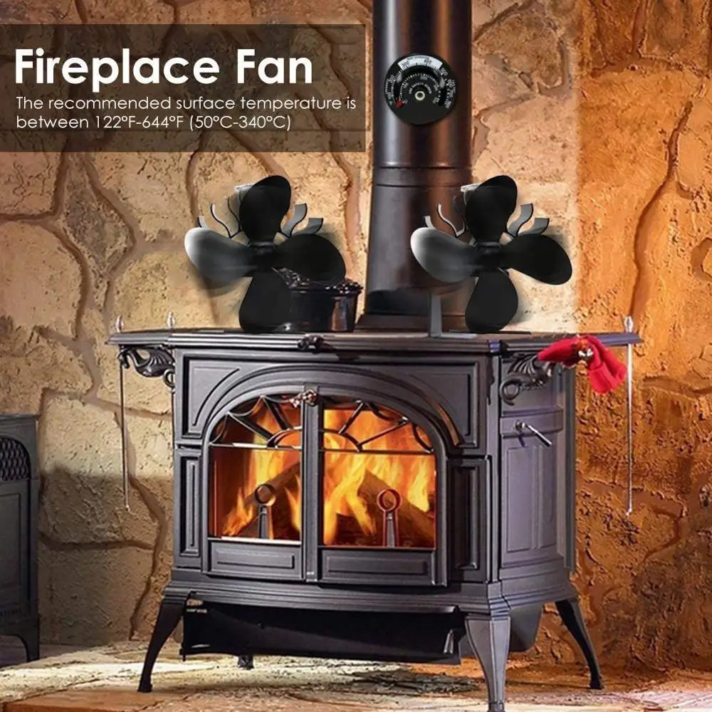 Silent 4 Blades Fireplace Stove Fan Thermal Power Fan Wood Log Burner Fan  Efficient Heat Distribution Home Heat Power Stove Fan - AliExpress