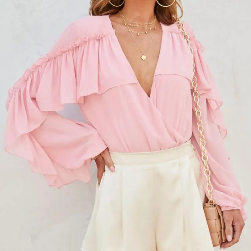 

2023 Autumn Women's Bodysuit Long Sleeved V-Neck Top Fashion Sexy Jumpsuits Y2K Streetwear Woman Clothing