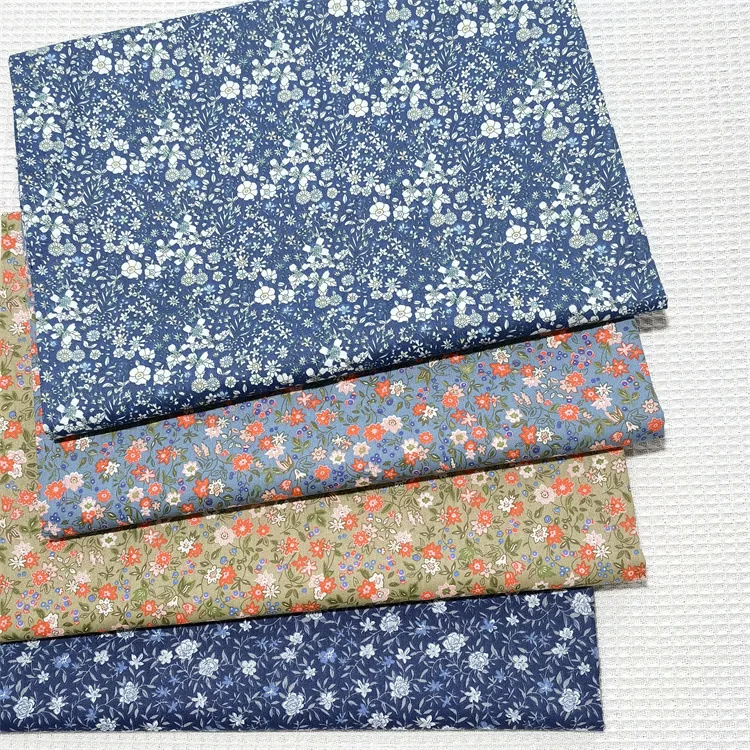 Luxurious Pure Cotton Twill Fabric with Floral Design - Perfect for Crafting Quilts and Baby Bedding