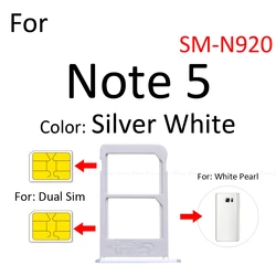 Sim Card Tray Slot Reader Adapter for Micro SD Card Holder Connector (Note 5 Dual White)
