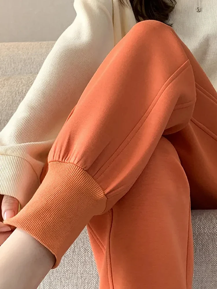 Add Velvet Ankle-length Warm Sweatpant Pant Casual Winter Running Wear Slim Fit Jogger Pantalone Chic Chic Thicken Plush Spodnie