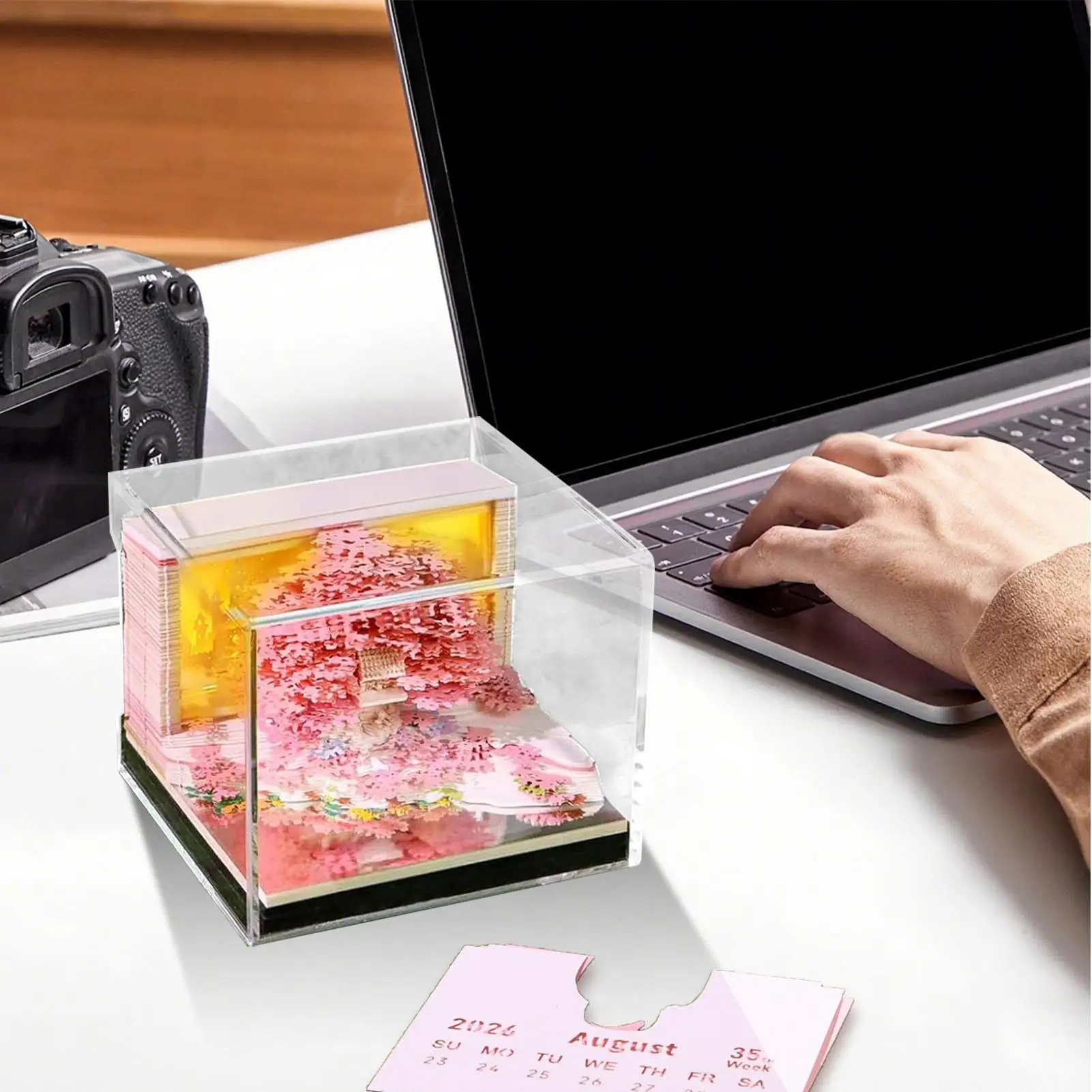 Time Piece Calendar 2026 3D Sculpture Calendar 2026 Carving Flower Tree House Design Tear Away Art Notepad For Home Workout