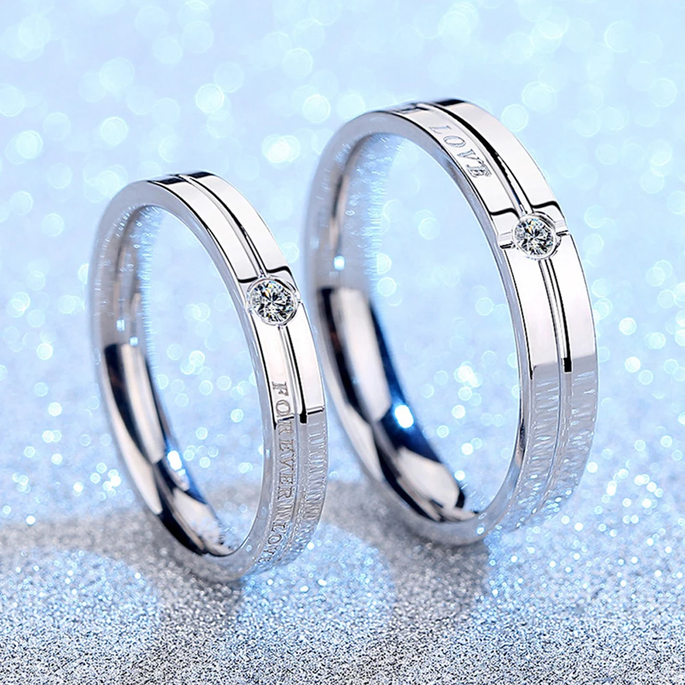 Daifuni 100% S925 Sterling Silver Love Forever Smooth Ring For Men Women Couples Lovers Festival Wedding Anniversary Jewelry 3