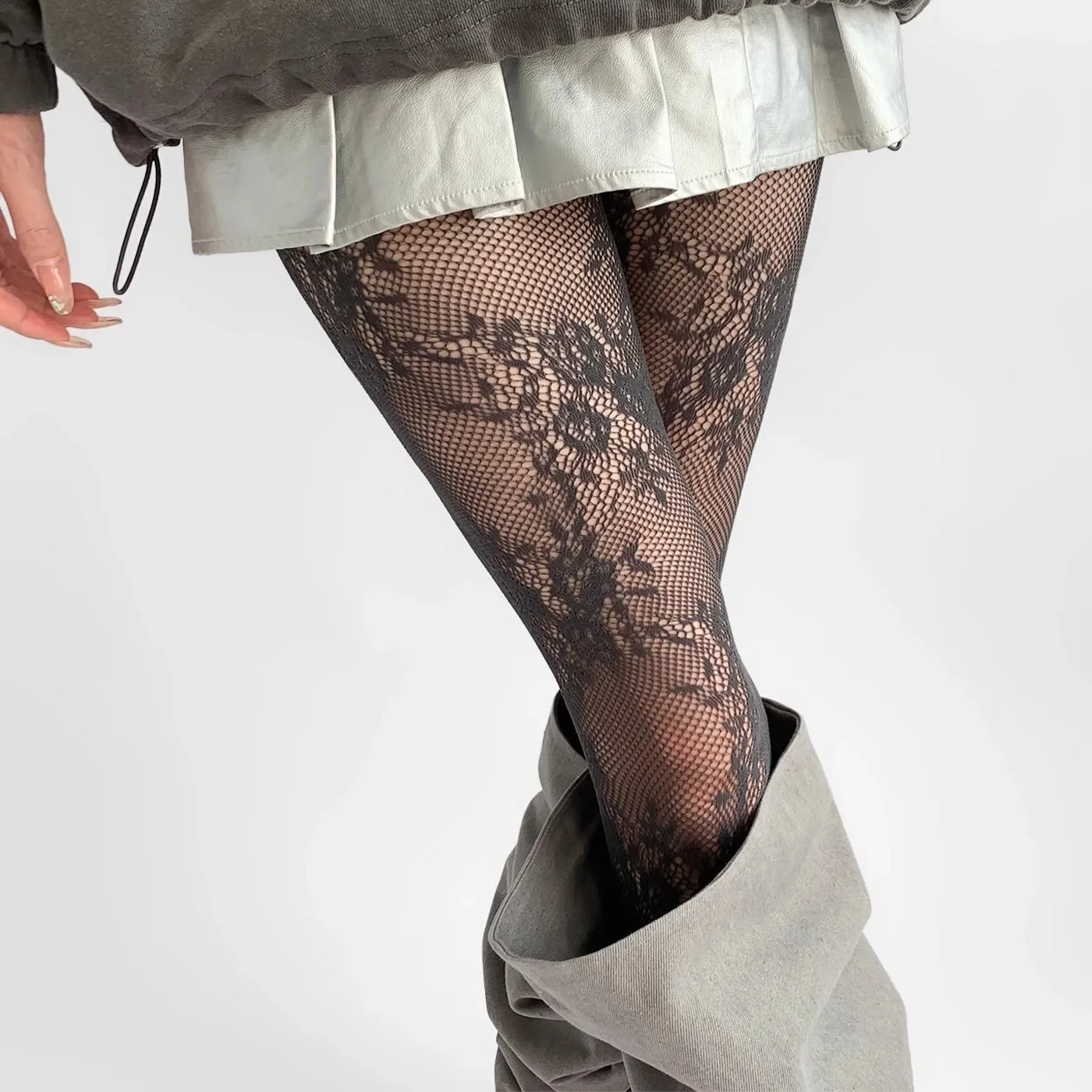 Women tights 2025 new sexy lace floral thigh high stockings pantyhose lingerie hosiery mesh fishnet
