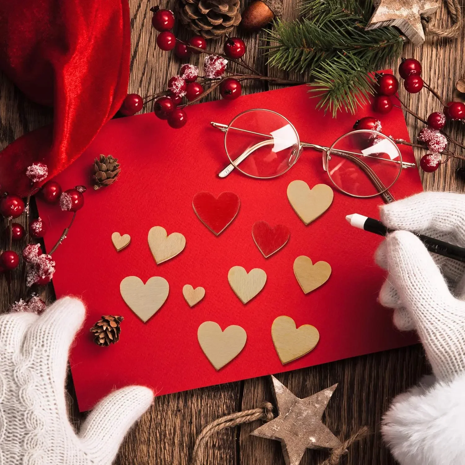 Wooden Crafts 1-10cm Unfinished Wooden Hearts Love Blank Wood Slices DIY Wooden Crafts For Christmas Painting Wedding Ornaments