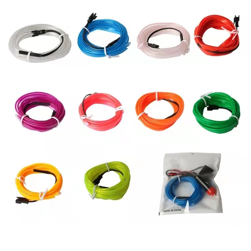 Car Interior Led Decorative Lamp EL Wiring Neon Strip For Auto DIY Flexible Ambient Light USB Atmosphere Accessories Interior