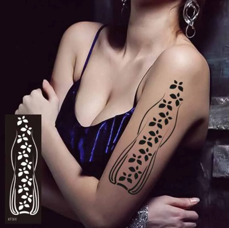 Tattoo Sticker Temporary Tattoo Stencils Professional Body Art Reusable Flower Butterfly Painting Henna Stencil Decals