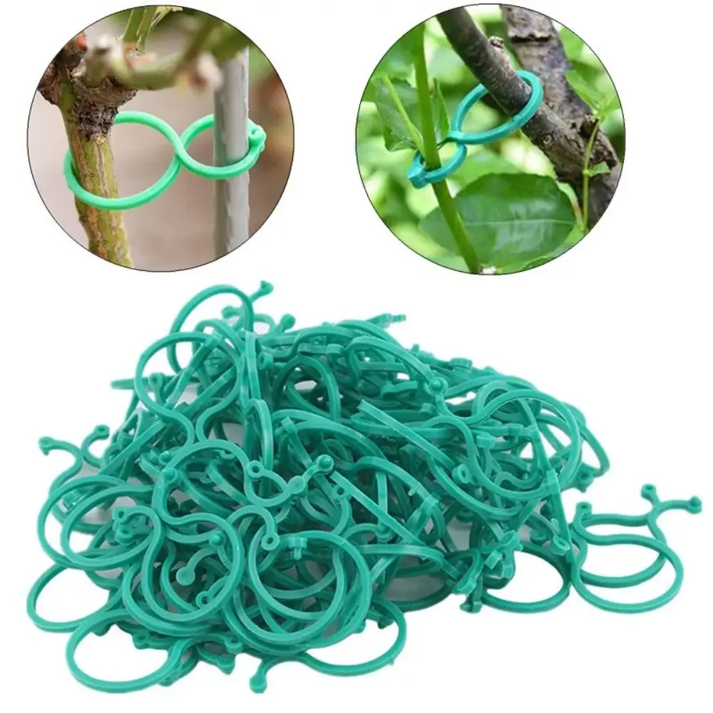 

50Pcs Green Garden Plant Clips New Ring Bundled Tie Vine Strapping Clips Plastic Tool Upright Plant Holder