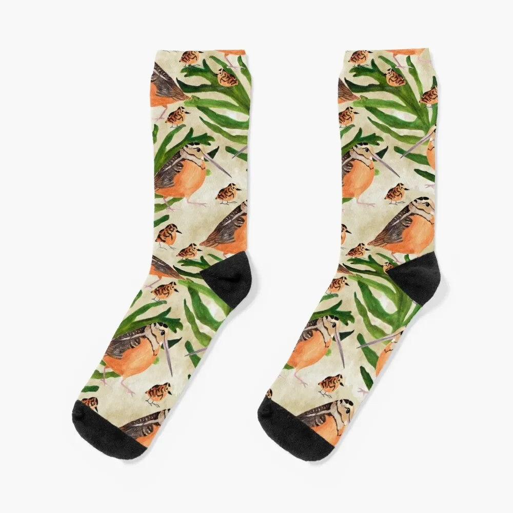 

Watercolour American Woodcocks Socks Hiking boots christmas gift japanese fashion Designer Man Socks Women's