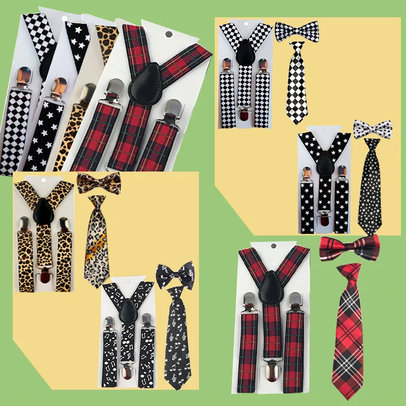 3PCS boys girls Children Kids suspensorio butterfly BowTie Bowknot Tie Necktie suspenders Set For Wedding Party Speech TR0004
